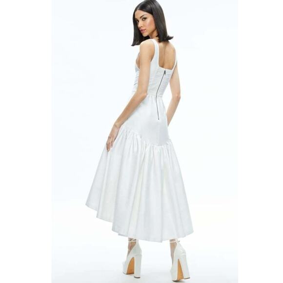 Alice + Olivia Diana Sleeveless Structured Midi Dress Off White 14 NWT Wedding - Picture 9 of 16